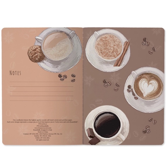 Set of 2 Gorgeous Gold Foil Detailed Soft Touch Notebook Journals - lovely gift! - Picture 2 of 5